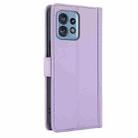 For Motorola Edge 40 Pro Skin Feel Pure Color Card Slots Leather Phone Case with Dual Lanyard(Purple) - 3