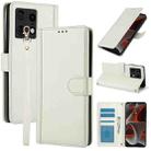 For Motorola Edge 50 Pro Skin Feel Pure Color Card Slots Leather Phone Case with Dual Lanyard(White) - 1