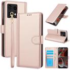 For Motorola Edge 50 Pro Skin Feel Pure Color Card Slots Leather Phone Case with Dual Lanyard(Rose Gold) - 1