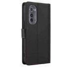 For Motorola Edge 2022 Skin Feel Pure Color Card Slots Leather Phone Case with Dual Lanyard(Black) - 3