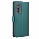 For Motorola Edge 2022 Skin Feel Pure Color Card Slots Leather Phone Case with Dual Lanyard(Green) - 3