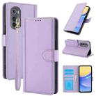 For Motorola Edge 2022 Skin Feel Pure Color Card Slots Leather Phone Case with Dual Lanyard(Purple) - 1