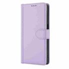 For Motorola G Pure Skin Feel Pure Color Card Slots Leather Phone Case with Dual Lanyard(Purple) - 2