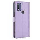 For Motorola G Pure Skin Feel Pure Color Card Slots Leather Phone Case with Dual Lanyard(Purple) - 3