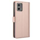 For Motorola Moto G 2023 Skin Feel Pure Color Card Slots Leather Phone Case with Dual Lanyard(Rose Gold) - 3