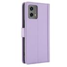 For Motorola Moto G 2023 Skin Feel Pure Color Card Slots Leather Phone Case with Dual Lanyard(Purple) - 3