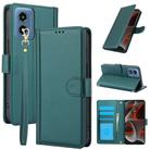 For Motorola Moto G Play 2024 Skin Feel Pure Color Card Slots Leather Phone Case with Dual Lanyard(Green) - 1