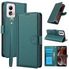 For Motorola Moto G Power 5G 2024 Skin Feel Pure Color Card Slots Leather Phone Case with Dual Lanyard(Green) - 1