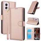 For Motorola Moto G Power 5G 2024 Skin Feel Pure Color Card Slots Leather Phone Case with Dual Lanyard(Rose Gold) - 1