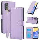 For Motorola Moto G Power 2022 Skin Feel Pure Color Card Slots Leather Phone Case with Dual Lanyard(Purple) - 1