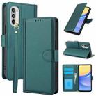 For Motorola Moto G Stylus 5G 2022 Skin Feel Pure Color Card Slots Leather Phone Case with Dual Lanyard(Green) - 1