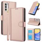 For Motorola Moto G Stylus 5G 2022 Skin Feel Pure Color Card Slots Leather Phone Case with Dual Lanyard(Rose Gold) - 1