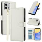 For Motorola Moto G Stylus 5G 2023 Skin Feel Pure Color Card Slots Leather Phone Case with Dual Lanyard(White) - 1