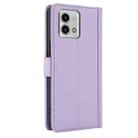 For Motorola Moto G Stylus 2023 Skin Feel Pure Color Card Slots Leather Phone Case with Dual Lanyard(Purple) - 3