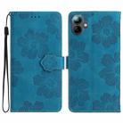 For Samsung Galaxy A07 5G Flower Embossing Pattern Leather Phone Case(Blue) - 1