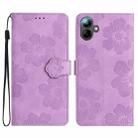For Samsung Galaxy A07 5G Flower Embossing Pattern Leather Phone Case(Purple) - 1