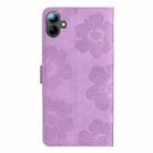 For Samsung Galaxy A07 5G Flower Embossing Pattern Leather Phone Case(Purple) - 3
