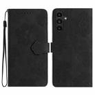 For Samsung Galaxy A17 5G Flower Embossing Pattern Leather Phone Case(Black) - 1