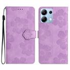 For Redmi Note 13 4G Flower Embossing Pattern Leather Phone Case(Purple) - 1