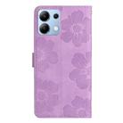 For Redmi Note 13 4G Flower Embossing Pattern Leather Phone Case(Purple) - 3