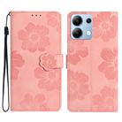 For Redmi Note 13 4G Flower Embossing Pattern Leather Phone Case(Pink) - 1