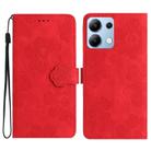 For Redmi Note 13 4G Flower Embossing Pattern Leather Phone Case(Red) - 1