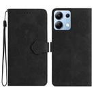 For Redmi Note 13 4G Flower Embossing Pattern Leather Phone Case(Black) - 1