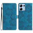 For Redmi Note 14 4G Flower Embossing Pattern Leather Phone Case(Blue) - 1