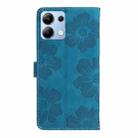 For Redmi Note 14 4G Flower Embossing Pattern Leather Phone Case(Blue) - 3