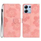 For Redmi Note 14 4G Flower Embossing Pattern Leather Phone Case(Pink) - 1