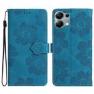 For Redmi Note 13 Pro 4G Flower Embossing Pattern Leather Phone Case(Blue) - 1