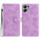 For Redmi Note 13 Pro 4G Flower Embossing Pattern Leather Phone Case(Purple) - 1