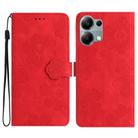 For Redmi Note 13 Pro 4G Flower Embossing Pattern Leather Phone Case(Red) - 1