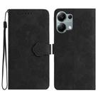 For Redmi Note 13 Pro 4G Flower Embossing Pattern Leather Phone Case(Black) - 1