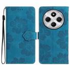 For Redmi 14C 4G Flower Embossing Pattern Leather Phone Case(Blue) - 1