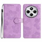 For Redmi 14C 4G Flower Embossing Pattern Leather Phone Case(Purple) - 1