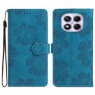 For Redmi Note 14 Pro 4G Flower Embossing Pattern Leather Phone Case(Blue) - 1