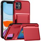 For iPhone 11 Card Slot Holder Phone Case(Red) - 1