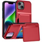 For iPhone 14 Plus Card Slot Holder Phone Case(Red) - 1