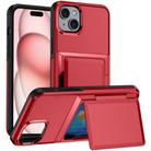 For iPhone 15 Card Slot Holder Phone Case(Red) - 1