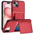 For iPhone 15 Plus Card Slot Holder Phone Case(Red) - 1