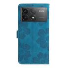 For Xiaomi Poco F6 Pro Flower Embossing Pattern Leather Phone Case(Blue) - 3