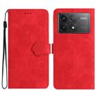 For Xiaomi Poco F6 Pro Flower Embossing Pattern Leather Phone Case(Red) - 1