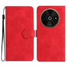 For Xiaomi Poco C61 Flower Embossing Pattern Leather Phone Case(Red) - 1