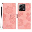 For Xiaomi Poco X6 Flower Embossing Pattern Leather Phone Case(Pink) - 1