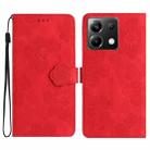 For Xiaomi Poco X6 Flower Embossing Pattern Leather Phone Case(Red) - 1