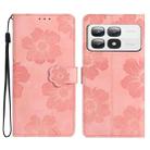 For Xiaomi 14T Pro Flower Embossing Pattern Leather Phone Case(Pink) - 1