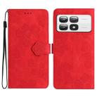 For Xiaomi 14T Pro Flower Embossing Pattern Leather Phone Case(Red) - 1