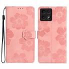 For Xiaomi 14T Flower Embossing Pattern Leather Phone Case(Pink) - 1