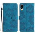 For Sharp Basio active SHG09 Flower Embossing Pattern Leather Phone Case(Blue) - 1